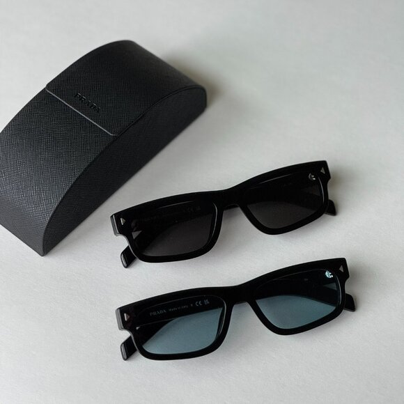 Prada Men Sunglasses Black Grey Rectangle PRB11S 16K731 NEW AUTHENTIC - Picture 13 of 13